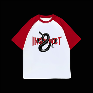 Beyaz Unisex Kırmızı Reglan Instinct Snake T-Shirt