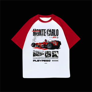 Beyaz Unisex Kırmızı Reglan Monte Carlo F1 T-Shirt