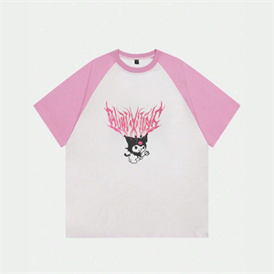 Beyaz Unisex Pembe Reglan Kuromi T-Shirt