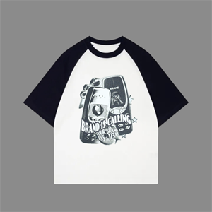 Beyaz Unisex Siyah Reglan Brand is Calling T-Shirt