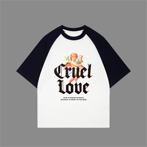 Beyaz Unisex Siyah Reglan Love Valentines T-Shirt