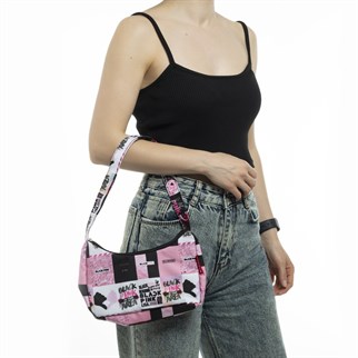 Black Pink Desenli Baget Çanta