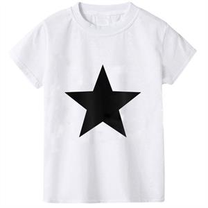 Black Star Baskılı Beyaz Çocuk T-shirt