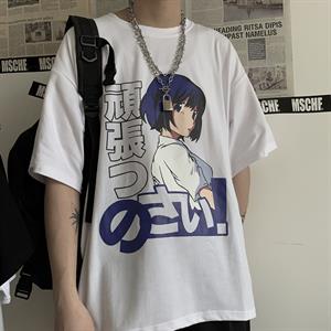 Blue Haired Girl Beyaz Unisex Oversize T-shirt