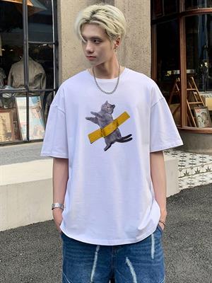 British Shorthair Cute Cat Baskılı Oversize T-shirt