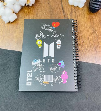 Bts Bt21 Tasarımlı Çizgili Spiralli Defter
