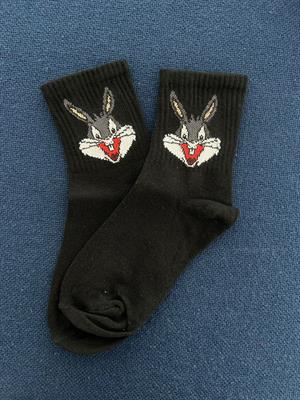 Bugs Bunny Unisex Siyah Kolej Çorap