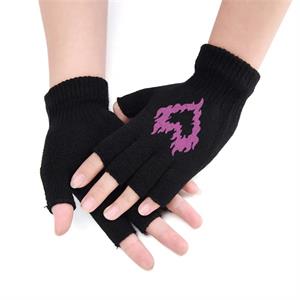 Burning Heart Baskılı Unisex Siyah Kesik Çift Eldiven