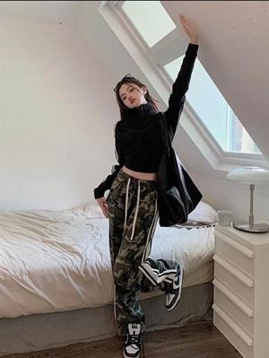 Camouflage Line Detail Wide Leg Tracksuit