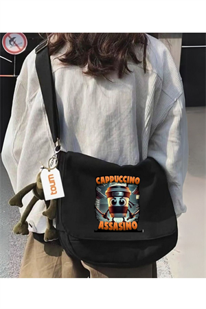 Cappuccino Assassino Baskılı Unisex Postacı Çantası