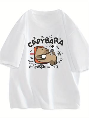 Capybara Unisex Beyaz Oversize T-shirt