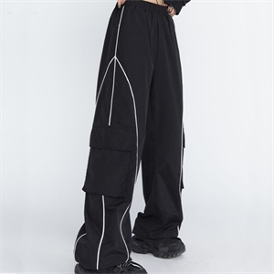 Cargo Pocket Lines Detail Wide Leg Tracksuit