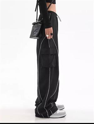 Cargo Pocket Lines Detail Wide Leg Tracksuit