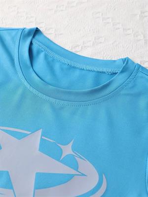 Casual Star Baskılı Crop Bluz
