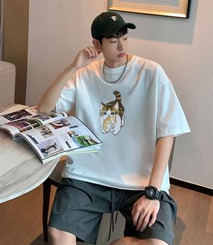 Cat & Cub Beyaz Unisex Oversize T-shirt