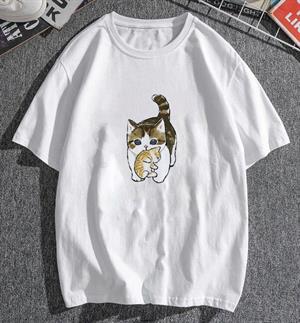 Cat & Cub Beyaz Unisex Oversize T-shirt