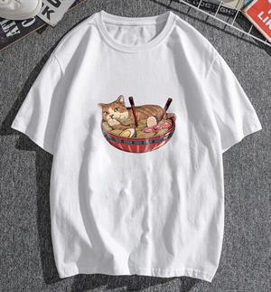 Cat On Plate Beyaz Unisex Oversize T-shirt
