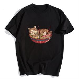 Cat On Plate Siyah Unisex Oversize T-shirt