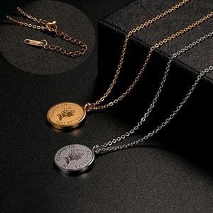 Çelik Elizabeth Antik Sikke Gold Renk Kolye