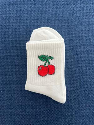 Cherry Unisex Beyaz Kolej Çorap