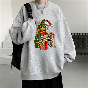 Christmas Tree Gri Unisex Oversize Bisiklet Yaka Sweatshirt