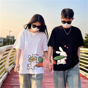 Çift Kombini Cute Rabbit Couple T-Shirt