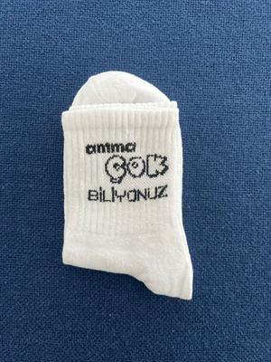 Çok Biliyonuzz Unisex Beyaz Kolej Çorap