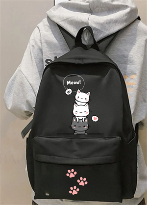 Cute Cat Baskılı Okul, Dershane, Kurs Sırt Çantası