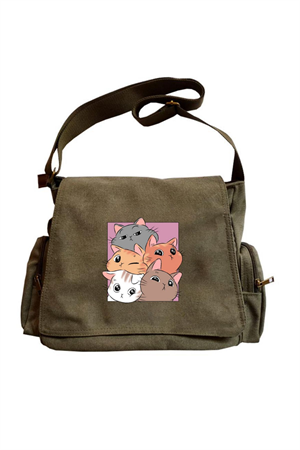 Cute Cat Seriouse Baskılı Unisex Postacı Çantası
