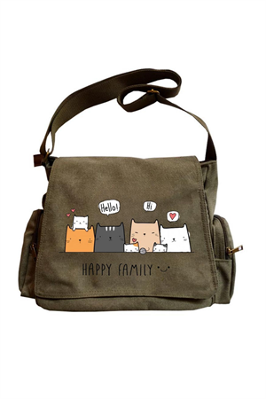 Cute Cat Seriouse Baskılı Unisex Postacı Çantası