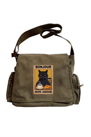 Cute Cat Seriouse Baskılı Unisex Postacı Çantası