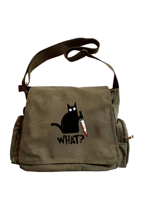 Cute Cat Seriouse Baskılı Unisex Postacı Çantası