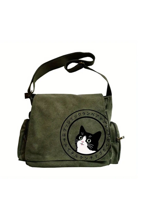 Cute Cat Seriouse Baskılı Unisex Postacı Çantası