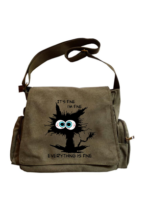 Cute Cat Seriouse Baskılı Unisex Postacı Çantası