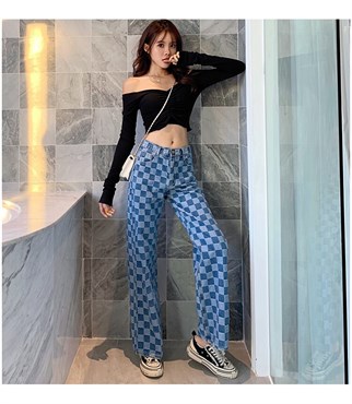 Dama Desen Unisex Açık Mavi Jean