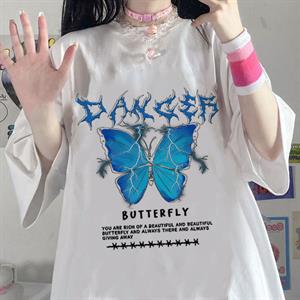 Danger Butterfly Beyaz Unisex Oversize T-shirt