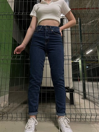 DARK BLUE MOM JEANS