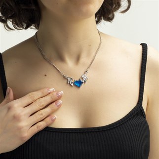 Devil Blue Heart Kolye