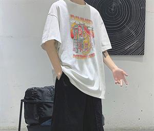 Dinner Baskılı Beyaz Unisex Oversize T-shirt