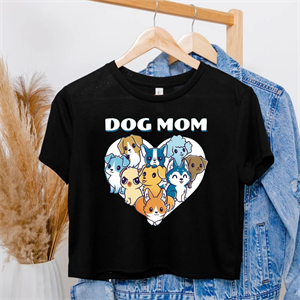 Dog Mom Baskılı Siyah Crop