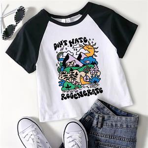 Dont Hate Regenerate Baskılı Reglan Kol Beyaz Crop