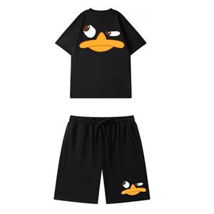 Duck Face Baskılı Siyah Unisex İkili Takım