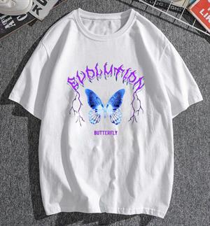 Evolution Butterfly Baskılı Beyaz Unisex Oversize T-shirt