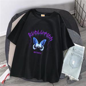 Evolution Butterfly Baskılı Siyah Unisex Oversize T-shirt