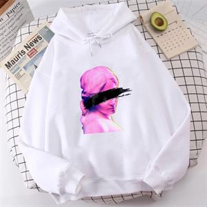 Eyeless Art Beyaz Unisex Kapüşonlu Oversize Sweatshirt Hoodie