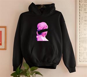 Eyeless Art Siyah Unisex Kapüşonlu Oversize Sweatshirt Hoodie