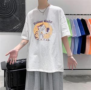 Feline Cute Beyaz Unisex Oversize T-shirt