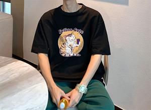 Feline Cute Siyah Unisex Oversize T-shirt