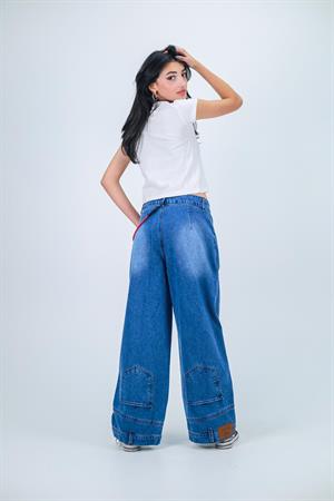 Flip Up Detail Baggy Yıkamalı Pantolon