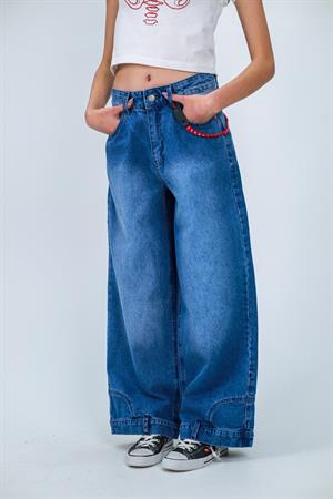 Flip Up Detail Baggy Yıkamalı Pantolon